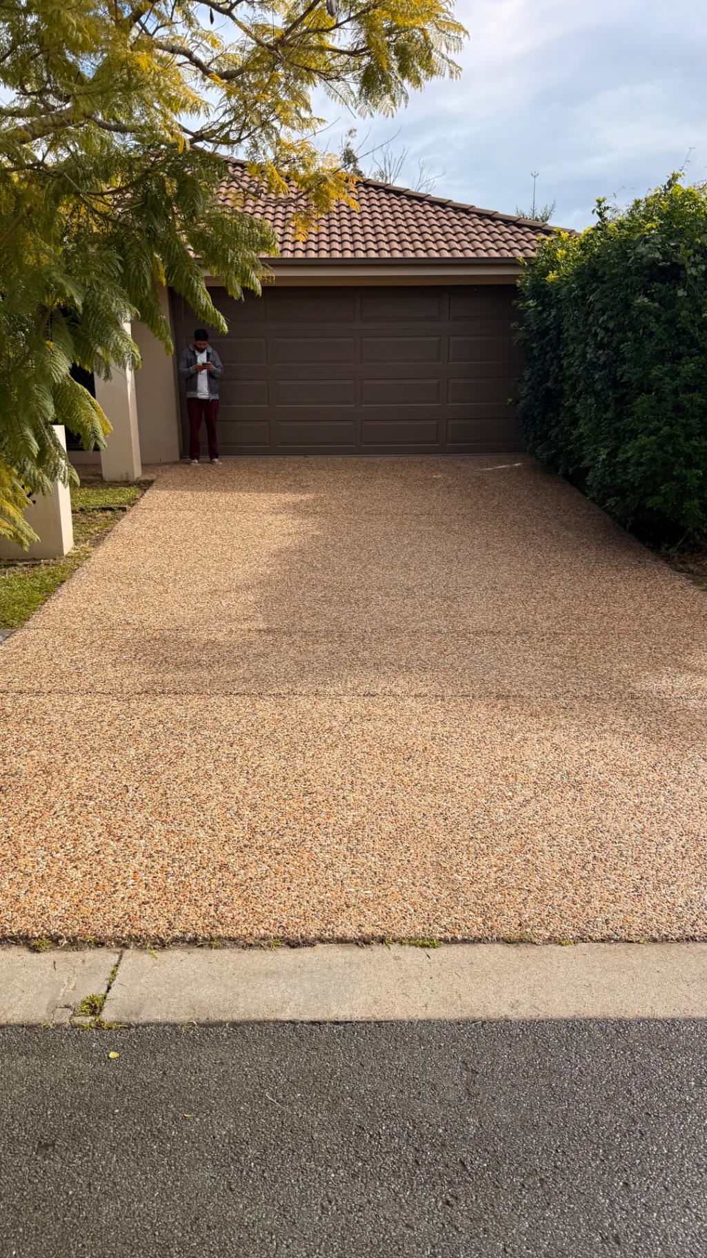 Exposed aggregate driveway after